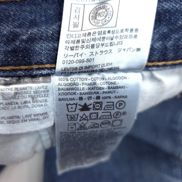 Levis 501 Jeans Mens 42x31 Dark Blue Wash Straight Leg Button Fly High Rise EUC - Picture 3 of 8